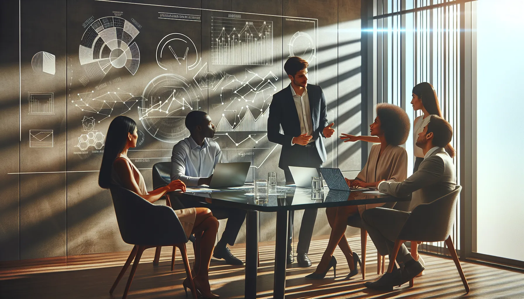 diverse team discussing technology challenges in a modern office.